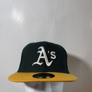 New‎ Era 59FIFTY Oakland A's Athletics Green & Yellow MLB Fitted Hat NEW 7